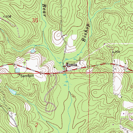 Topographic Map of Bishop Branch, FL