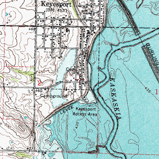 Topographic Map of Keyesport Post Office, IL