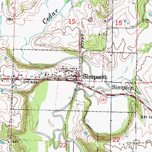 Topographic Map of Simpson Post Office, IL