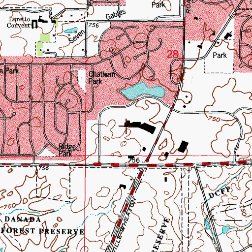 Topographic Map of Wheaton South Post Office, IL