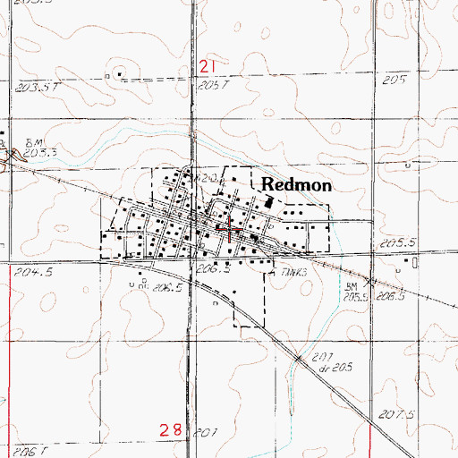 Topographic Map of Redmon Post Office, IL