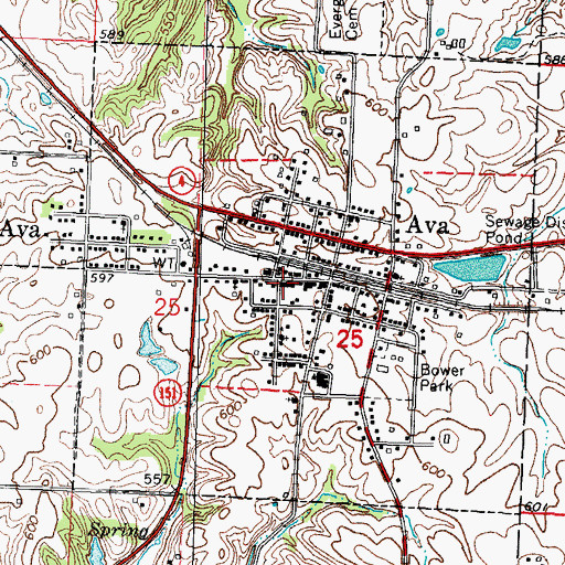 Topographic Map of Ava Post Office, IL
