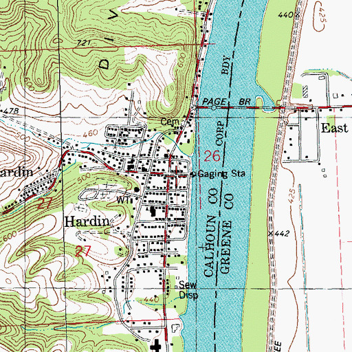 Topographic Map of Hardin Post Office, IL