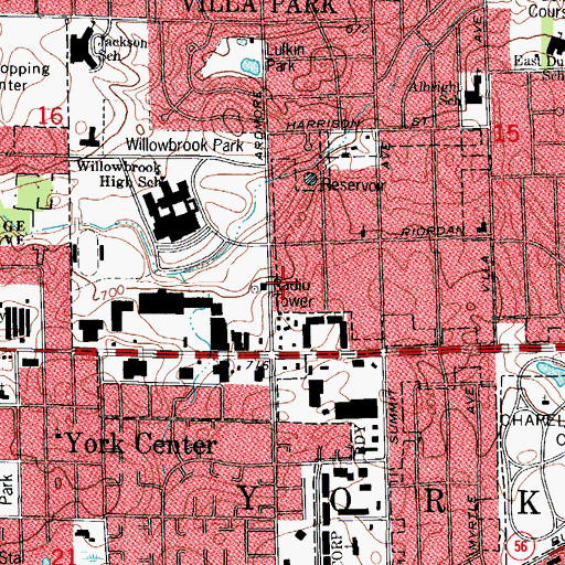 Topographic Map of Villa Park Post Office, IL