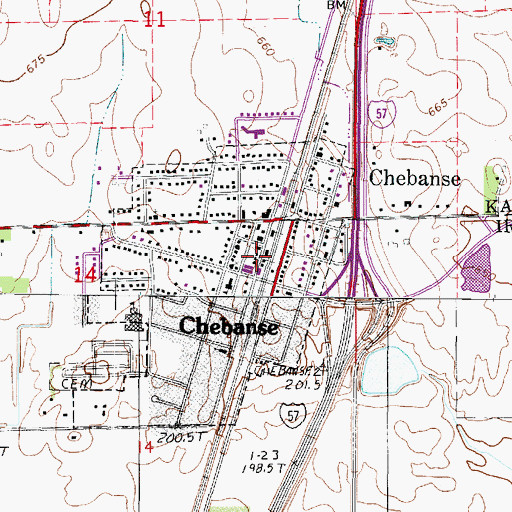 Topographic Map of Chebanse Post Office, IL