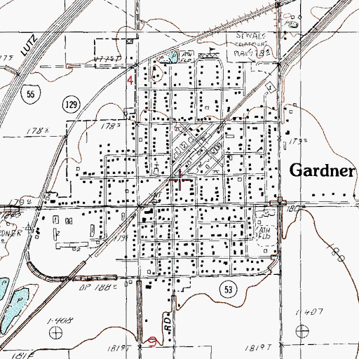 Topographic Map of Gardner Post Office, IL