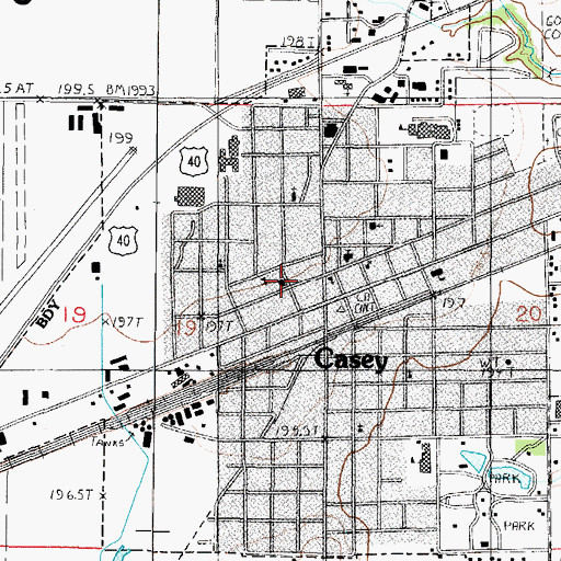 Topographic Map of Casey Post Office, IL