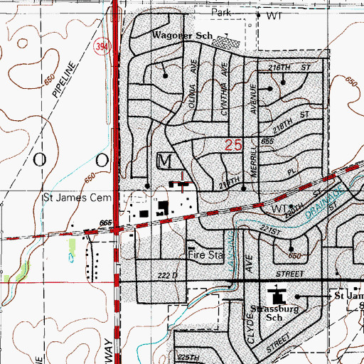 Topographic Map of Sauk Village Post Office, IL