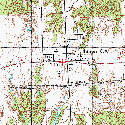 Topographic Map of Illinois City Post Office, IL
