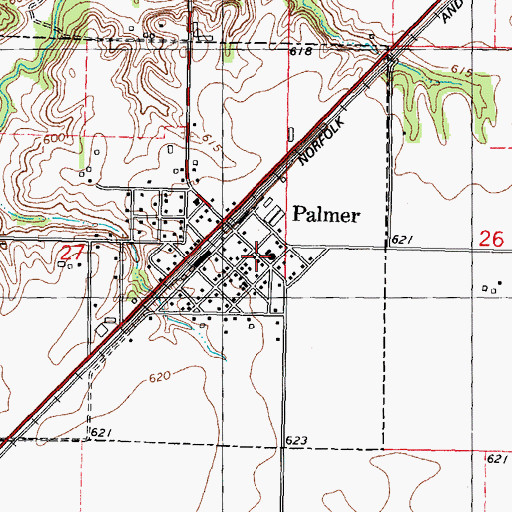 Topographic Map of Palmer Post Office, IL