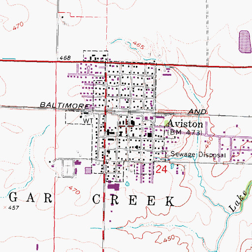 Topographic Map of Aviston Post Office, IL