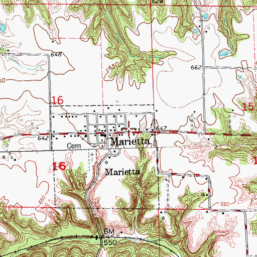 Topographic Map of Marietta Post Office, IL