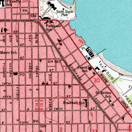 Topographic Map of Charles A Hayes Post Office, IL