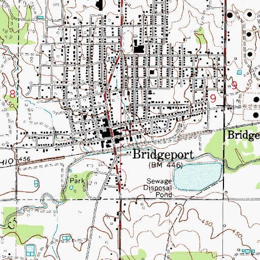 Topographic Map of Bridgeport Post Office, IL
