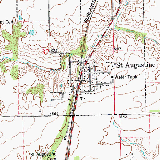 Topographic Map of Saint Augustine Post Office, IL