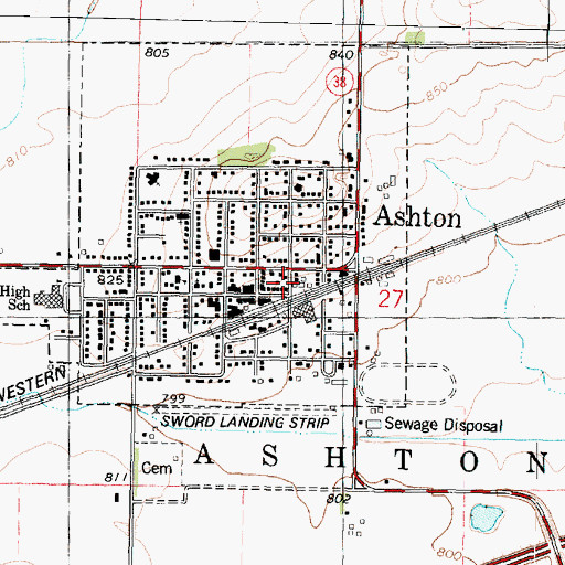 Topographic Map of Ashton Post Office, IL