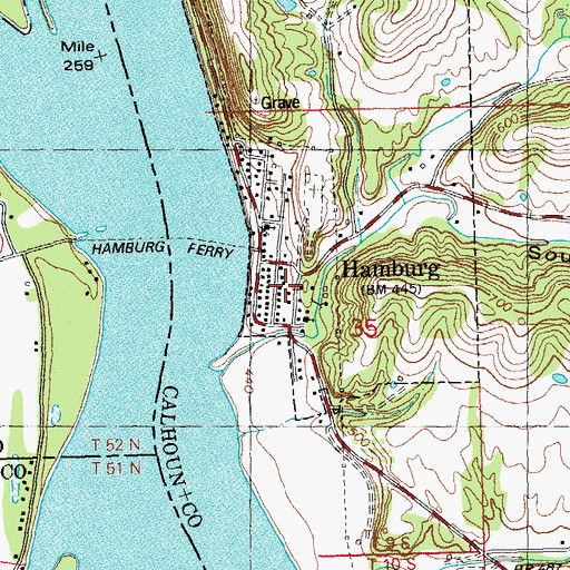 Topographic Map of Hamburg Post Office, IL