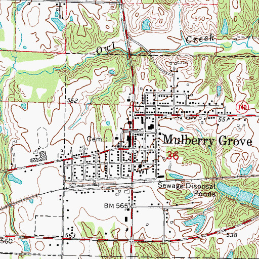 Topographic Map of Mulberry Grove Post Office, IL