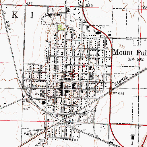 Topographic Map of Mount Pulaski Post Office, IL