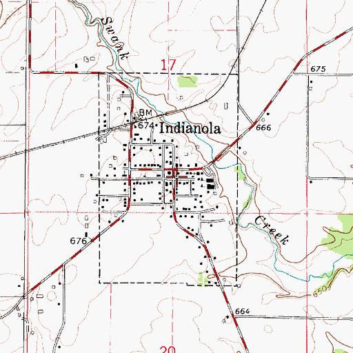 Topographic Map of Indianola Post Office, IL