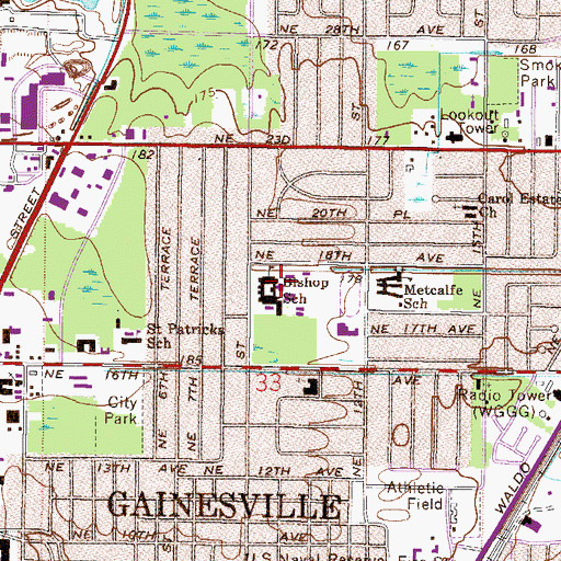 Topographic Map of Howard W Bishop Middle School, FL