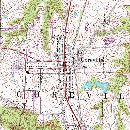 Topographic Map of Goreville Post Office, IL