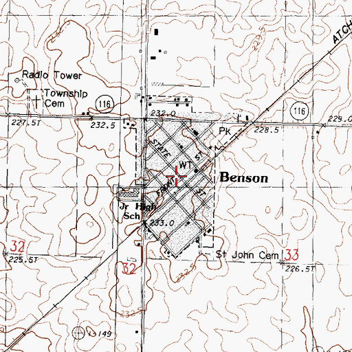 Topographic Map of Benson Post Office, IL