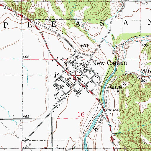 Topographic Map of New Canton Post Office, IL