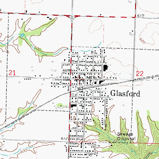 Topographic Map of Glasford Post Office, IL