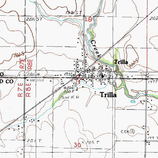 Topographic Map of Trilla Post Office, IL