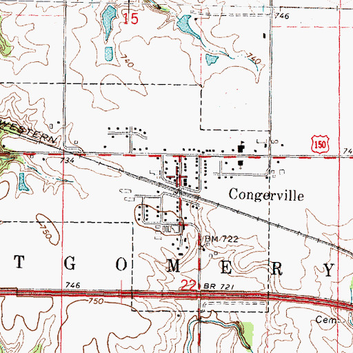 Topographic Map of Congerville Post Office, IL