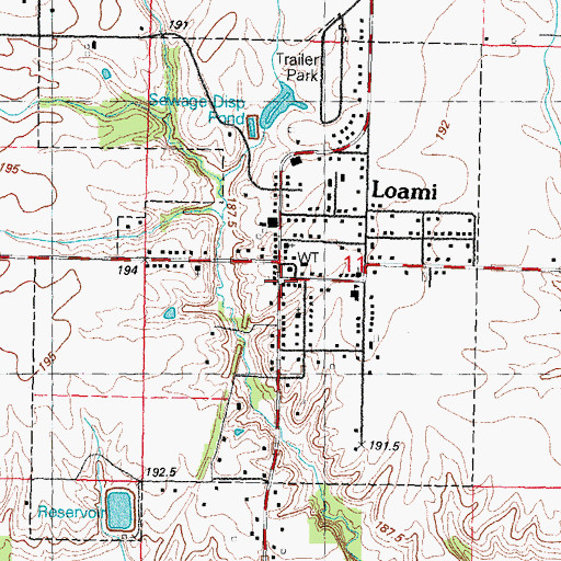Topographic Map of Loami Post Office, IL