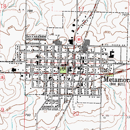 Topographic Map of Metamora Post Office, IL