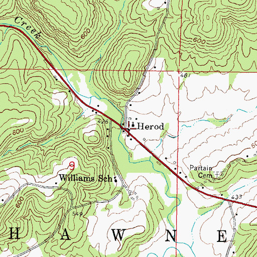 Topographic Map of Herod Post Office, IL