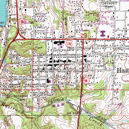 Topographic Map of Hamilton Post Office, IL