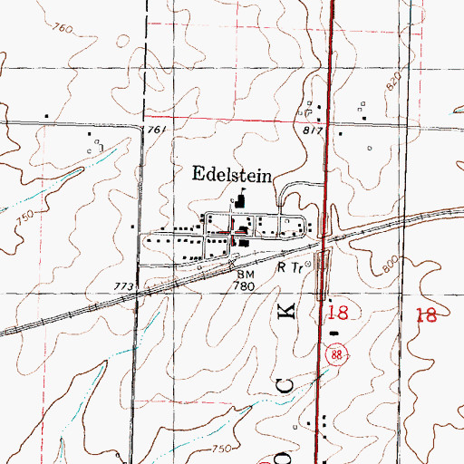 Topographic Map of Edelstein Post Office, IL