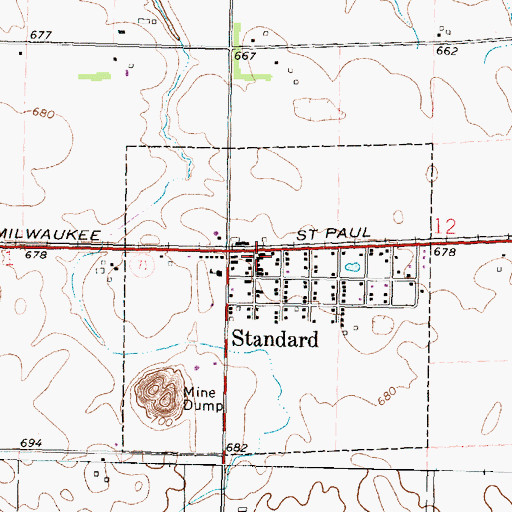 Topographic Map of Standard Post Office, IL