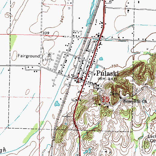 Topographic Map of Pulaski Post Office, IL