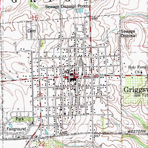 Topographic Map of Griggsville Post Office, IL