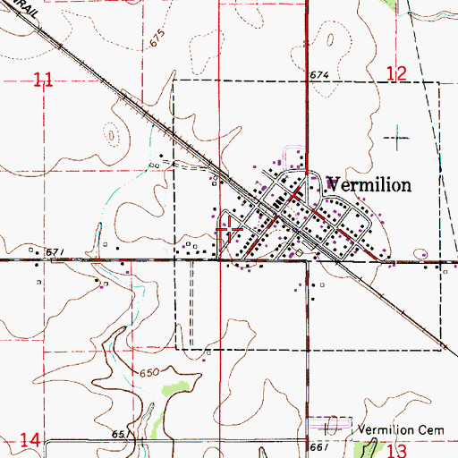 Topographic Map of Vermilion Post Office, IL