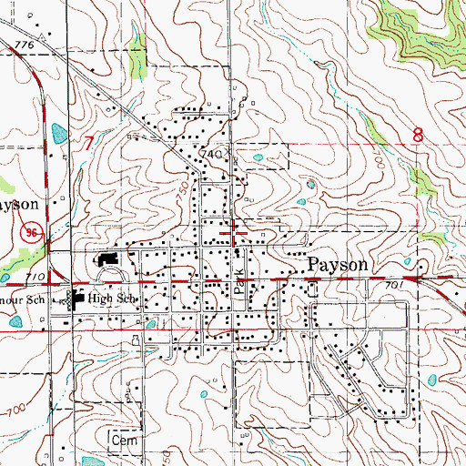 Topographic Map of Payson Post Office, IL