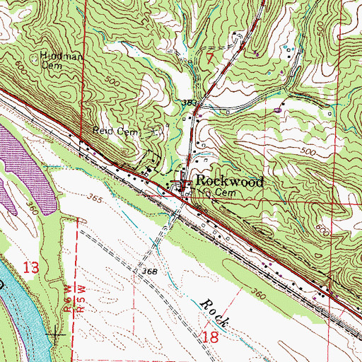 Topographic Map of Rockwood Post Office, IL