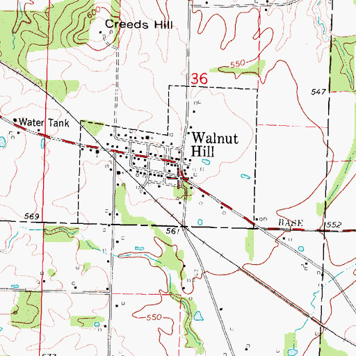Topographic Map of Walnut Hill Post Office, IL