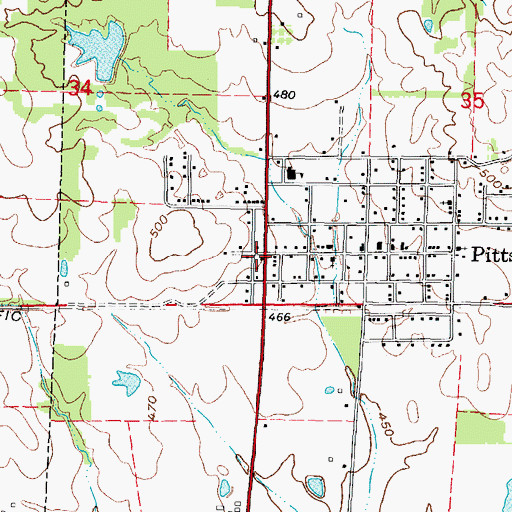 Topographic Map of Pittsburg Post Office, IL