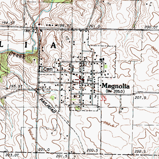 Topographic Map of Magnolia Post Office, IL