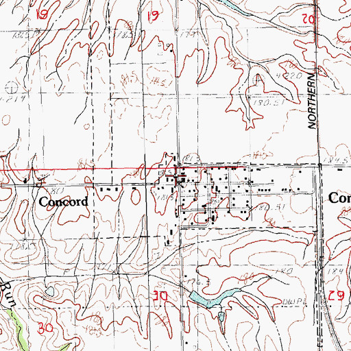 Topographic Map of Concord Post Office, IL