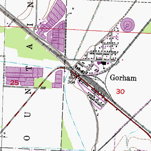 Topographic Map of Gorham Post Office, IL