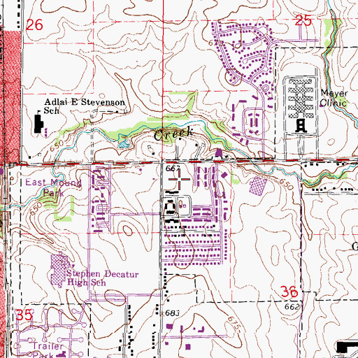 Topographic Map of Memorial Post Office, IL