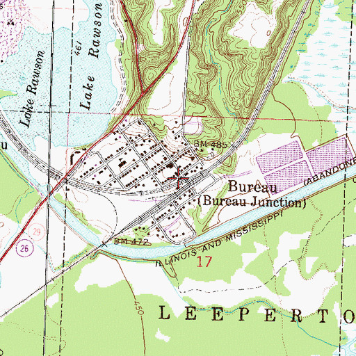 Topographic Map of Bureau Post Office, IL