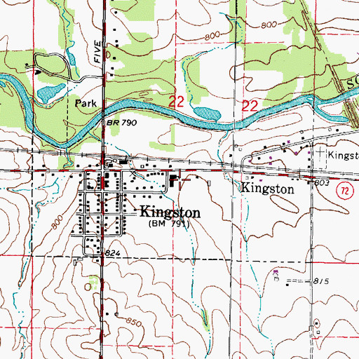 Topographic Map of Kingston Post Office, IL